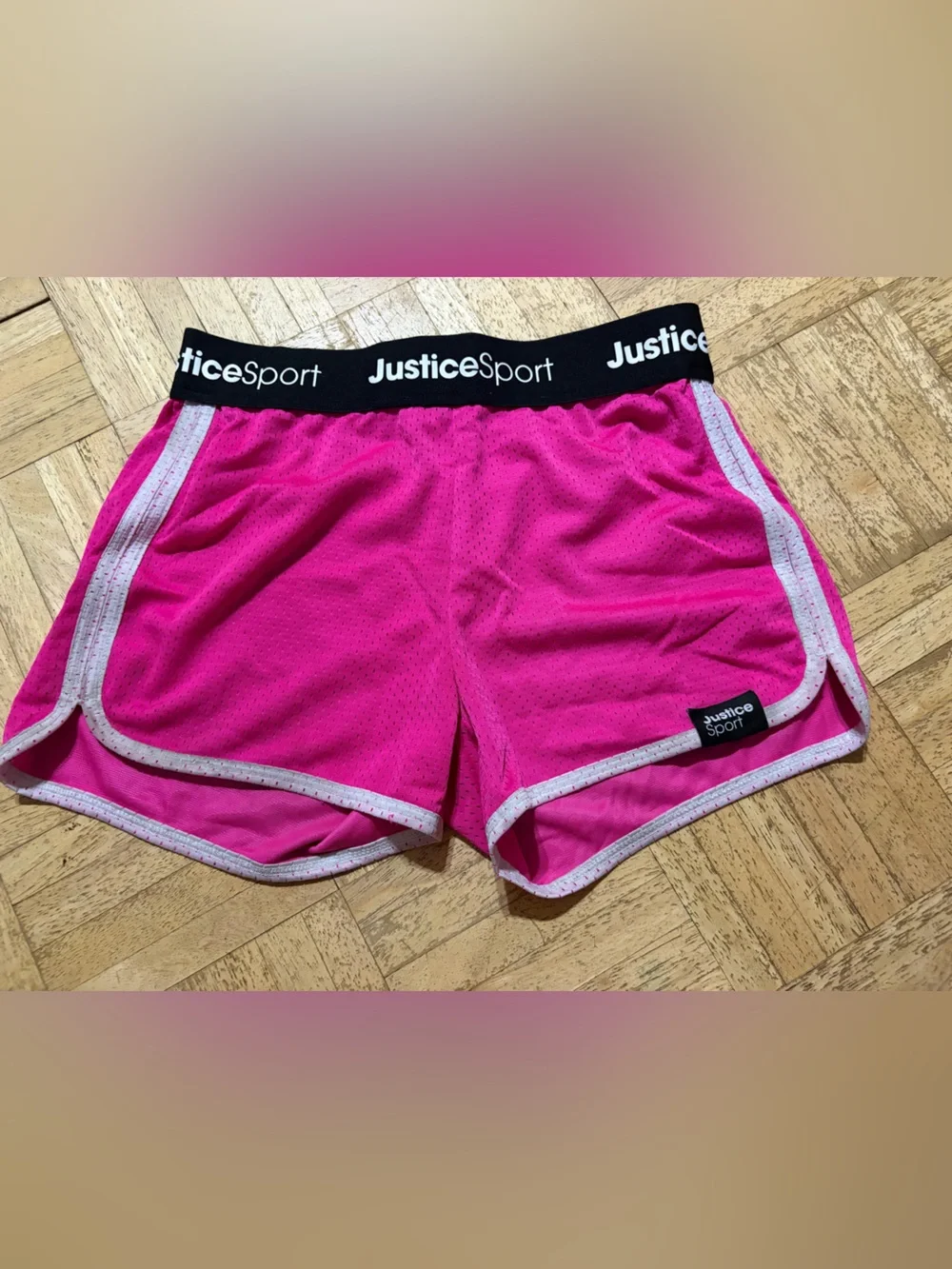 Justice Hot Pink Athletic Shorts with White Trim